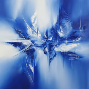 Art abstrait bleu blanc